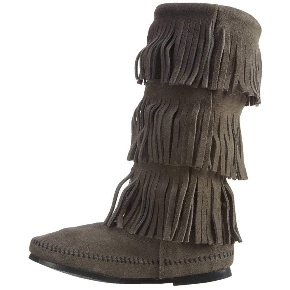 Minnetonka Fringe Gray Boots